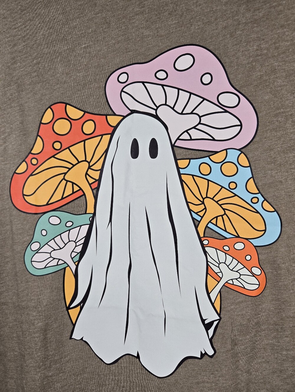 Canvas Retro Style.Boho Ghost Mushroom Graphic Tee T-Shirt Unisex Size Large - Picture 3 of 10